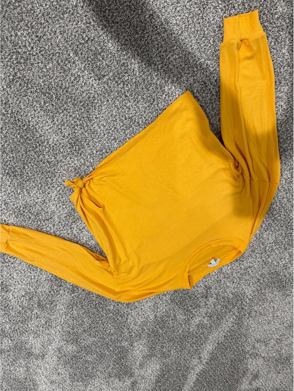 Beyond Yoga Mustard Yellow Tie-Back Long Sleeve Top Size L Made in USA
